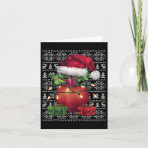 Xmas Sweater Style Ugly Santa Hat Beetroot Christm Card
