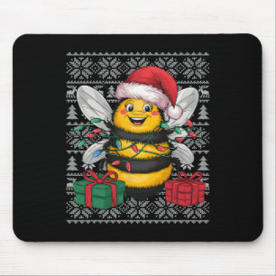 Xmas Sweater Style Ugly Santa Hat Bumble Bee Chris Mouse Pad