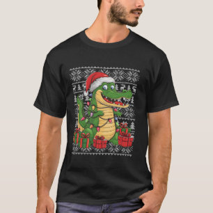 Xmas Sweater Style Ugly Santa Hat Crocodile Christ