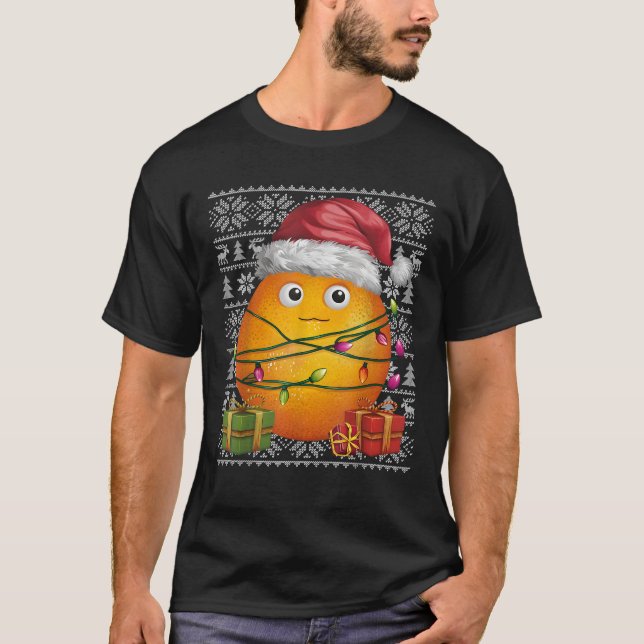 Xmas Sweater Style Ugly Santa Hat Orange Fruit Chr (Front)