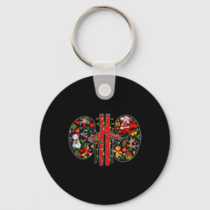 Xmas Symbols Santa Elf Kidneys Shape Dialysis Tech Keychain