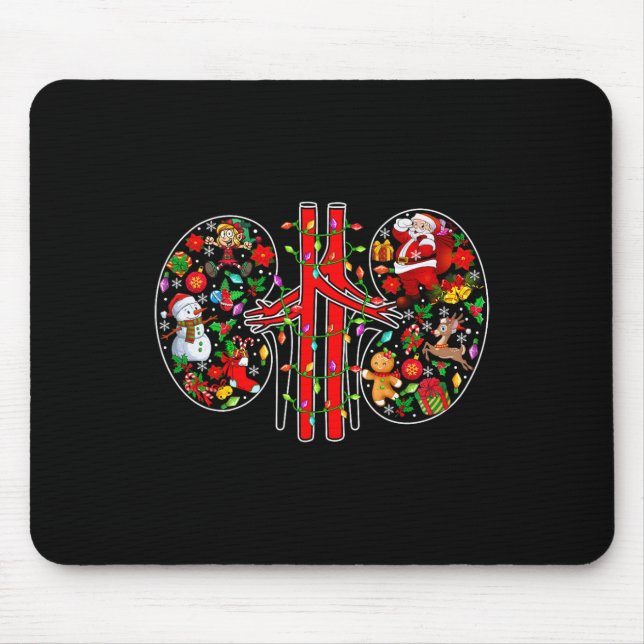 Xmas Symbols Santa Elf Kidneys Shape Dialysis Tech Mouse Pad (Front)