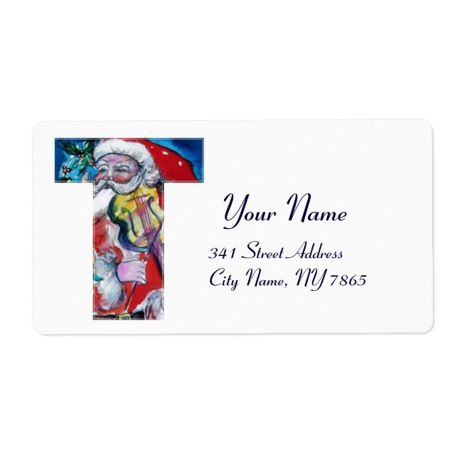 XMAS T LETTER /SANTA  CLAUS WITH VIOLIN MONOGRAM (Front)