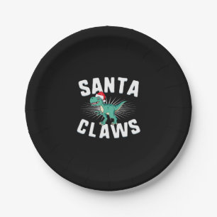 Xmas T-Rex Christmas Santa Claws Paper Plate