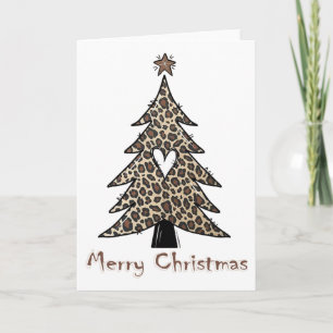 Xmas Tee Leopard Print Christmas Tree For Animal L Card