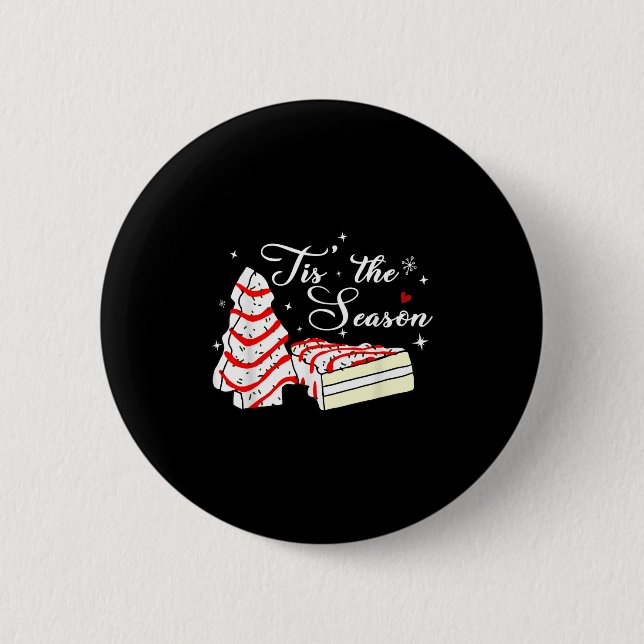 Xmas Tis' The Season Christmas Tree Cakes Debbie B 2 Inch Round Button (Front)