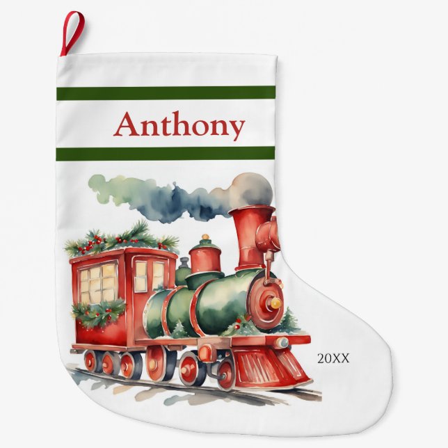 Xmas Train Boys Large Christmas Stocking (Front)