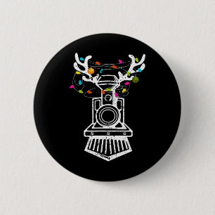Xmas Train Reindeer Christmas Railroad  2 Inch Round Button