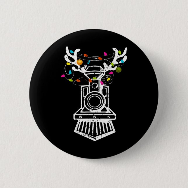 Xmas Train Reindeer Christmas Railroad  2 Inch Round Button (Front)