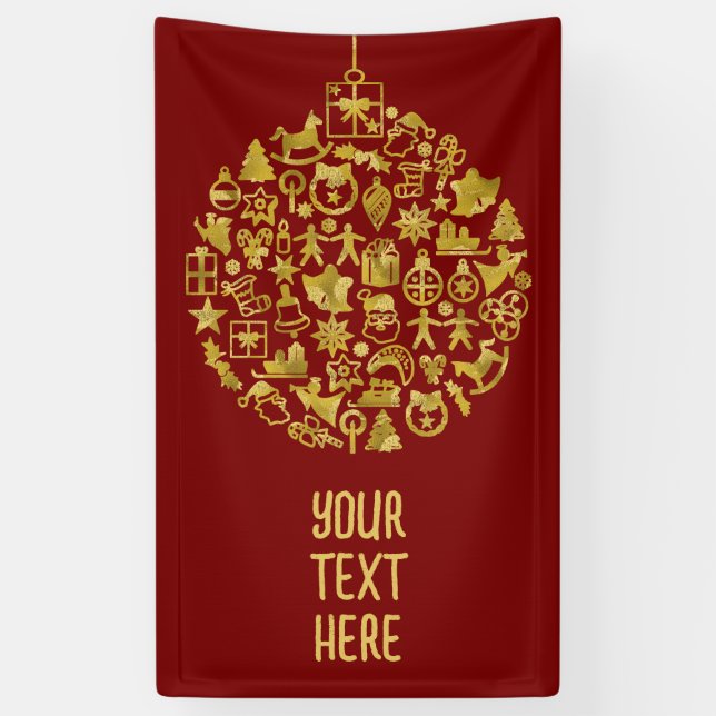 Xmas - Tree- Ball with Christmas Icons 2 Banner (Vertical)