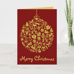 Xmas - Tree- Ball with Christmas Icons 2 Card