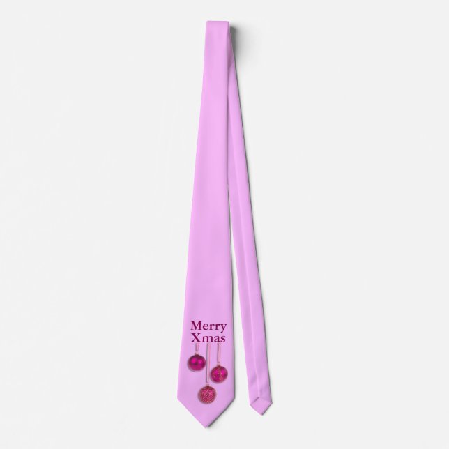 Xmas Tree Baubles pink + your ideas Tie (Front)