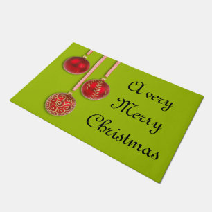 Xmas Tree Baubles red + your ideas Doormat