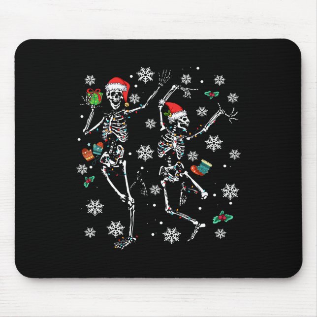 Xmas Tree Christmas Lights Christmas Skeleton Danc Mouse Pad (Front)