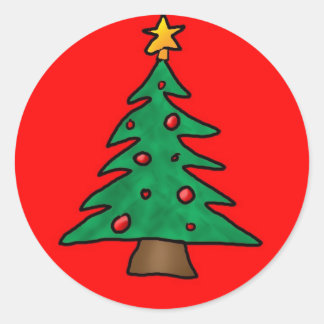 xmas tree classic round sticker