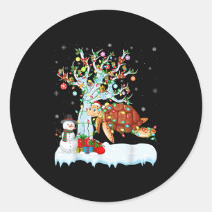 Xmas Tree Decoration Lighting Sea Turtle Christmas Classic Round Sticker