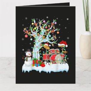Xmas Tree Decoration Lights Musical Drum Christmas Card