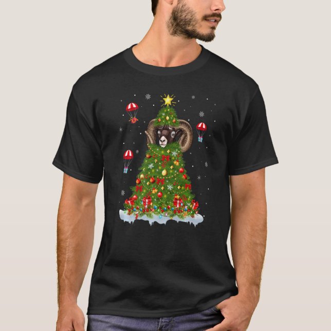 Xmas Tree Decorations Lights Santa Chamois Christm T-Shirt (Front)