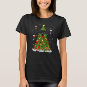 Xmas Tree Decorations Lights Santa Doberman Dog Ch T-Shirt