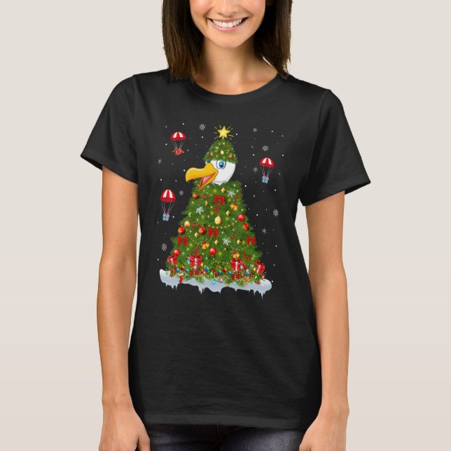 Xmas Tree Decorations Lights Santa Seagull Bird Ch T-Shirt (Front)