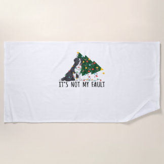 Xmas Tree It Is Not My Fault Border Collie Dog Chr Beach Towel