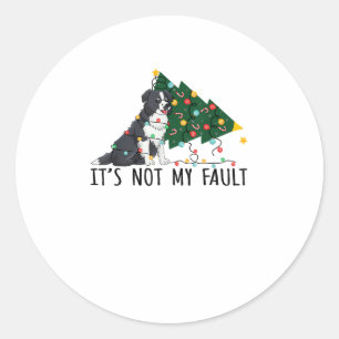 Xmas Tree It Is Not My Fault Border Collie Dog Chr Classic Round Sticker