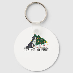Xmas Tree It Is Not My Fault Border Collie Dog Chr Keychain