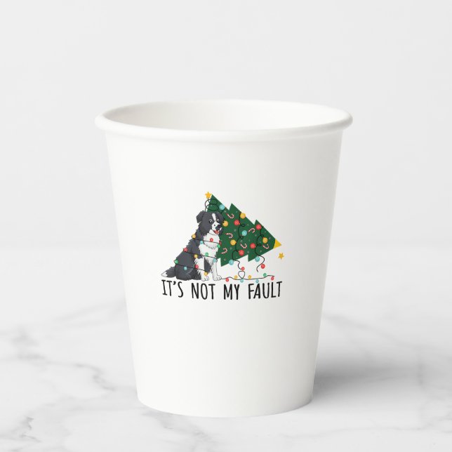 Xmas Tree It Is Not My Fault Border Collie Dog Chr Paper Cups (Front)