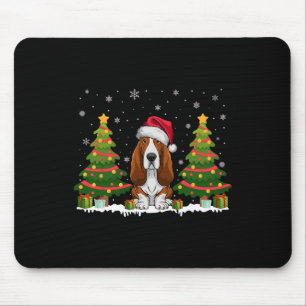 Xmas Tree Light Bet Hound Dog Santa Hat Christmas  Mouse Pad