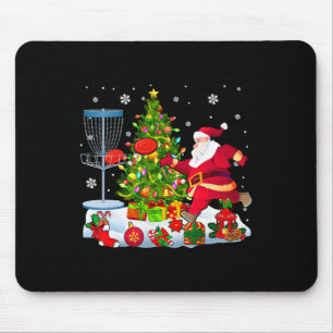 Xmas Tree Light Presents Santa Playing Disc Golf P Mouse Pad