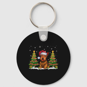 Xmas Tree Light Scottish Terrier Dog Santa Christm Keychain
