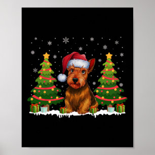 Xmas Tree Light Scottish Terrier Dog Santa Christm Poster