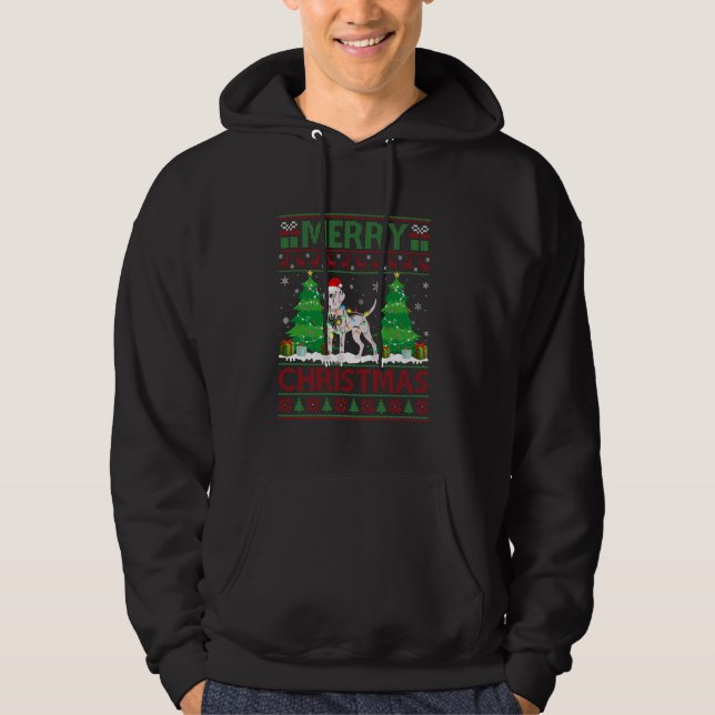 Xmas Tree Lighting German Shorthaired Pointer Dog  Hoodie (Front)