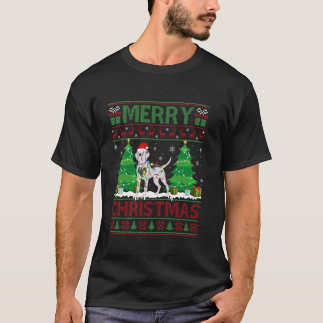 Xmas Tree Lighting German Shorthaired Pointer Dog  T-Shirt (Front)