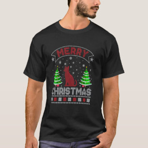 Xmas Tree Lighting Men Women Abyssinian Cat Ugly C T-Shirt