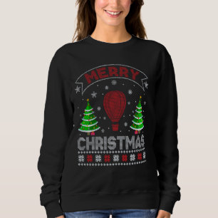 Xmas Tree Lighting Men Women Hot Air Balloon Ugly Sweatshirt