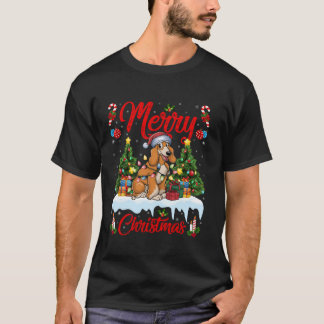 Xmas Tree Lighting Santa Hat Afghan Hound Dog Chri T-Shirt
