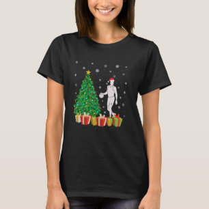 Xmas Tree Lighting Santa Hat Basketball Player Chr T-Shirt