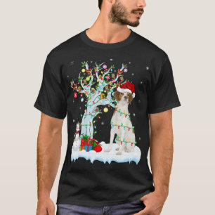 Xmas Tree Lighting Santa Hat Brittany Spaniel Dog T-Shirt