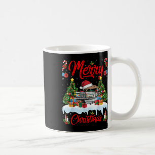 Xmas Tree Lighting Santa Hat Pontoon Boat Christma Coffee Mug