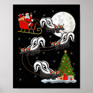 Xmas Tree Lighting Santa Riding Skunk Christmas  Poster