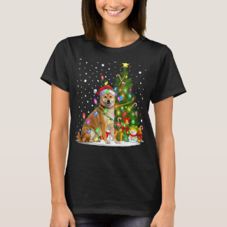 Xmas Tree Lighting Santa Shiba Inu Dog Christmas T-Shirt