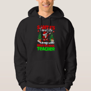 Xmas Tree Lights Dabbing Santa High School Teacher Hoodie