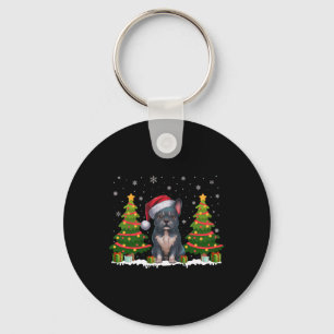 Xmas Tree Lights Frenchie Dog Santa Hat Christmas Keychain