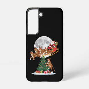 Xmas Tree Lights Funny Santa Riding Cheetah  Samsung Galaxy Case