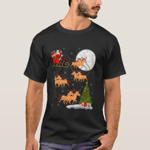 Xmas Tree Lights Funny Santa Riding Horse Christma T-Shirt
