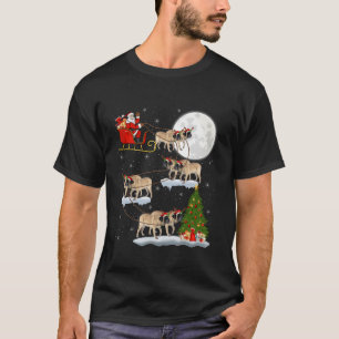 Xmas Tree Lights Funny Santa Riding Mastiff Dog Ch T-Shirt