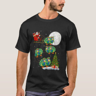 Xmas Tree Lights Funny Santa Riding Peacock Bird C T-Shirt