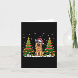 Xmas Tree Lights German Shepherd Dog Santa Christm Card