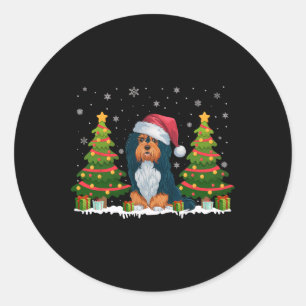 Xmas Tree Lights Havanese Dog Santa Hat Christmas Classic Round Sticker